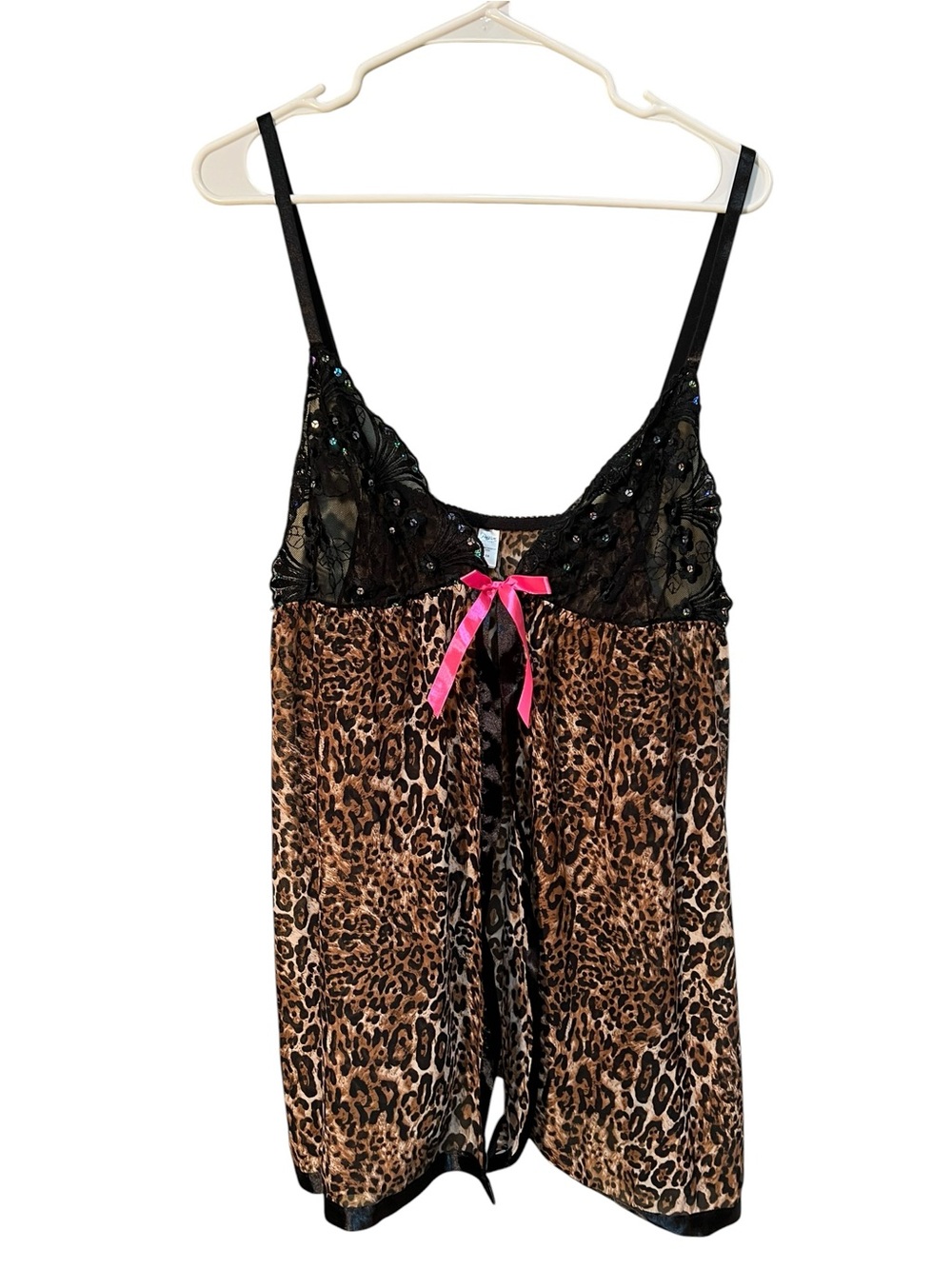 Passion Forever Women’s Plus Size 3X Babydoll Lingerie Animal Print Black Lace